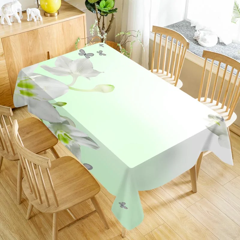  Orchid Flower Tablecloth Washable Cloth Thicken Oxford Rectangular Table Cloth for Wedding Customiz