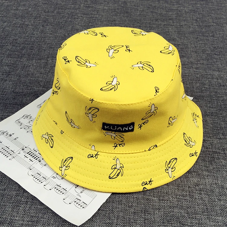 

VORON Bucket cap Man Women Unisex cotton Banana Hat Bob Caps Hip Hop outdoor sports Summer ladies Beach Sun Fishing Bucket Hats