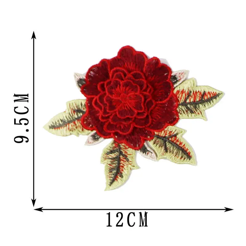 2 шт Пион нашивка цветы вышивка ткань аппликация на футболку свитер джинсы платье сумки нагрудные Одежда DIY Аксессуары 9,5*12 см - Цвет: Красный