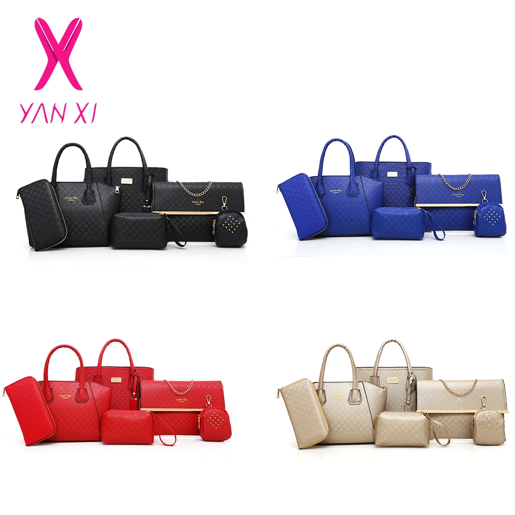 YANXI 6 шт./партия женская новая сумка композитная сумка модная ромбовидная решетка сумка через плечо сумки с тиснением женские сумки