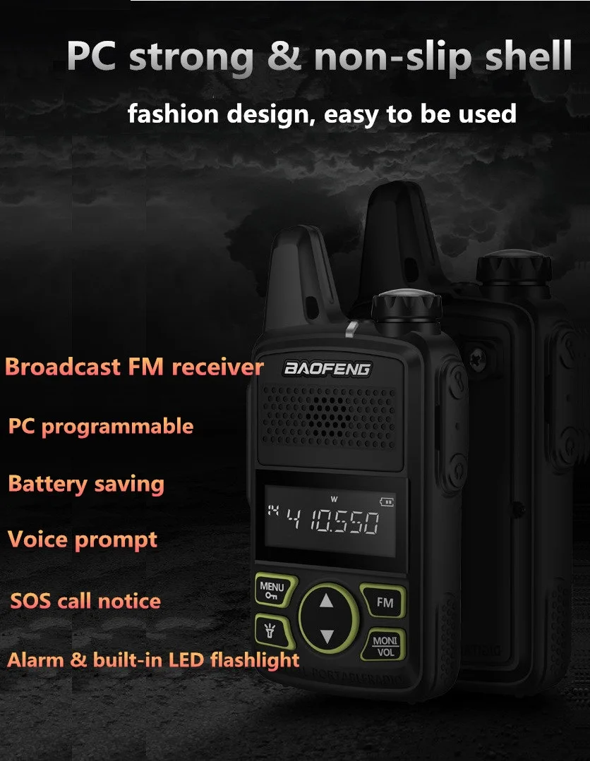 2 шт. BAOFENG BF-T1 мини UHF Walkie Talkie дети Ham CB радио BAOFENG T1 USB зарядное устройство bf t1 КВ трансивер любительский двухстороннее радио