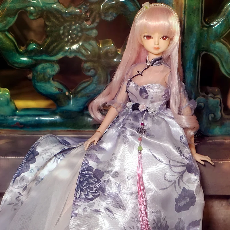 

Fortune Days 1/4 45cm MMGIRL BJD doll joint body with hand-makeup reborn girls eye beautiful pink curly retro gift toy doll.