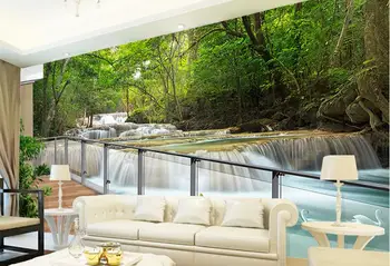 

3d room wallpaper custom mural non-woven picture wall sticker 3 d window forest streams painting photo 3d wall murals wallpaper
