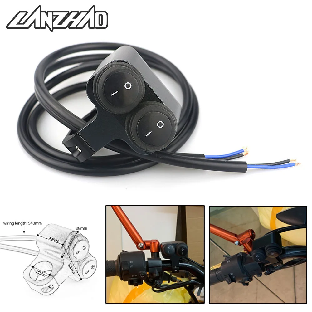 Motorcycle Dual On Off Switch CNC Aluminum Waterproof 22 25mm Handlebar