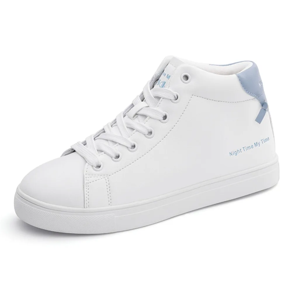 Agsdon Women Leather Boots High Top Ankle Shoes Fashion Footwear White Sneaker Casual Platform Fashion Luxury Women's Shoes