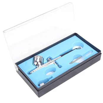 

DSHA Airbrush Kit 0.3mm Gravity Feed Dual-Action Spray Gun Air Brush Set for Nail Art Body Paint Makeup Craft Cake Toy Models
