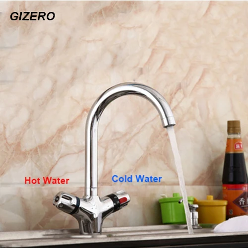 pull down kitchen faucet GIZERO Thermostatic Faucet Kitchen Pull Down Mixer Flexible Hot and Cold Temperature Control Deck Mounted Sink Faucet ZR986 kitchen faucet sale