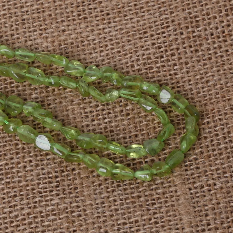 5-8mm 38cm/str Approx 65pcs Natural Olivine Straight Hole Stone Natural Stone Chips Jewelry Making Chips Beads