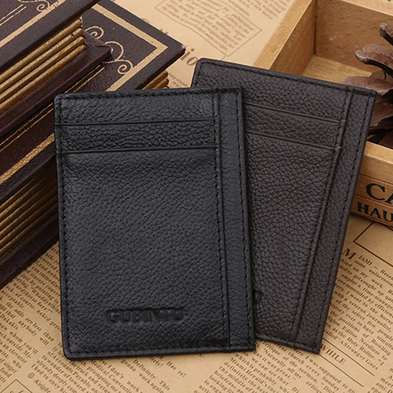 

Men's Solid Genuine Leather Wallet Slim Money Clip Wallet Card Slots and Id Case Front Pocket Credit Card Money Bag Wallet