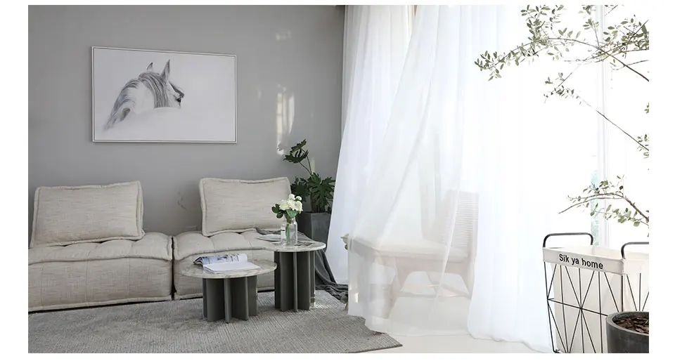 Однотонные Белые Серые тюлевые занавески для окон для гостиной спальни современная органза вуаль мягкие, с щетиной прозрачная панель для штор