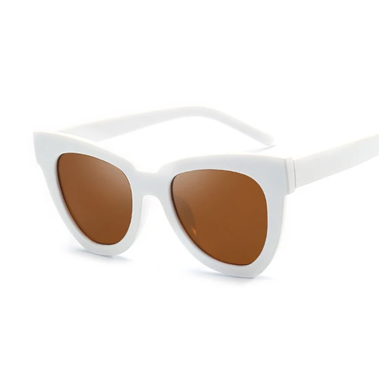 Сексуальные солнцезащитные очки кошачий глаз женские брендовые дизайнерские Зеркальные Солнцезащитные очки женские круглые линзы Оттенки для женских очков - Цвет линз: WhiteBrown