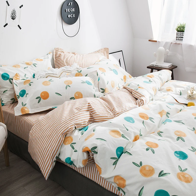 Dreamort хлопок в пасторальном стиле 4 шт. queen King size постельный комплект простыня+ пододеяльник+ наволочка
