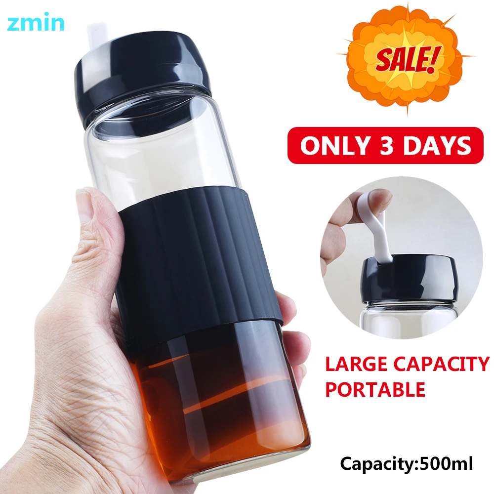 Glass Water Bottle Creative LeakProof Seal Large Capacity Sport Travel Drinking Sporting Goods