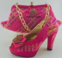 Italian Shoes With Matching Bags For Party African Shoes And Bags Set With Stones For Wedding Fashion Woman Shoes ME6606