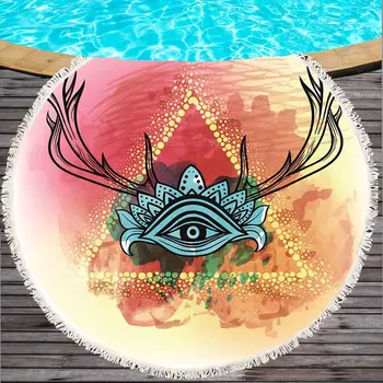

Round Beach Towel Eye Indian Tassel Tapestry Dreamcatcher Yoga Mat Colored Microfiber Toalla Blanket 150cm