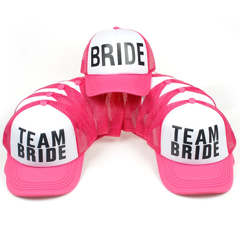 Новая бейсбольная кепка для невесты/команды невесты, модная одежда для свадьбы, грузовые шапки, розовая неоновая летняя сетчатая Кепка