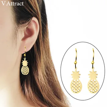 

V Attract 10pair Summer Fruit Pendientes Stainless Steel Fashion Jewelry 2018 Small With Pineapple Surface Earrings for Women