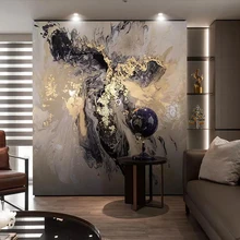 Китайский абстрактный на заказ Золотой пейзаж художественное зачатие Всплеск чернила Настенные обои фоновое украшение стены