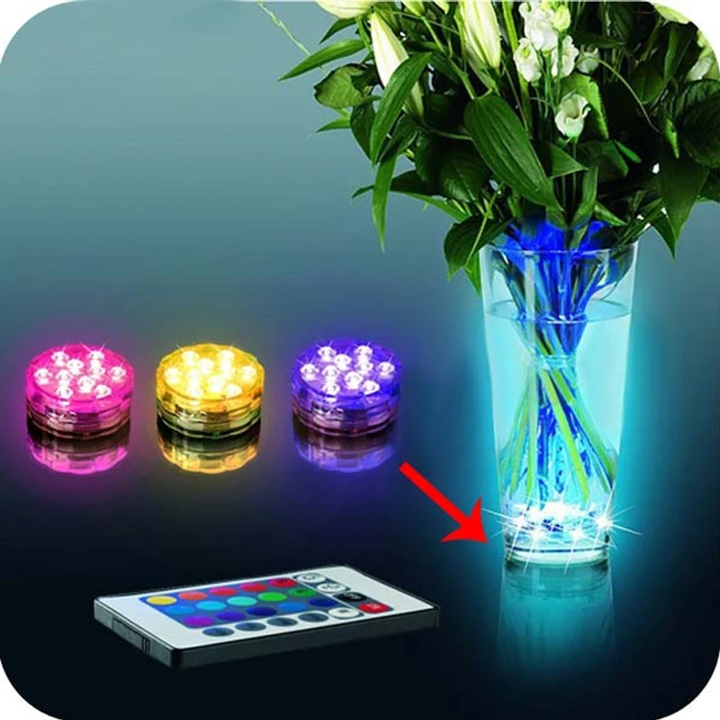 Multi Color 10 LED Submersible Candle Lotus Light Party Wedding