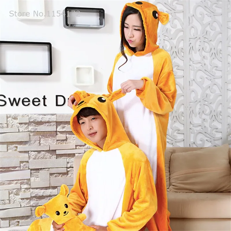 

Kigurumi Kangaroo unisex adults flannel animal Pajamas cosplay Pijama Onesies Pyjamas women Sets sleep Robe