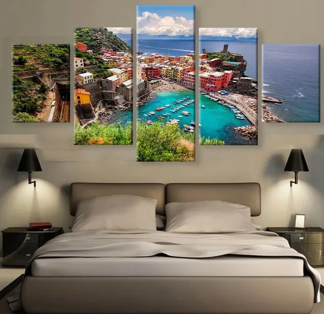 Hd 5 Piece Beautiful Village In Italy Modern For Home Decor Hd 5 Piece Beautiful Village In Italy Modern For Home Decor Paintings On Canvas Wall Art Decorations Artwork