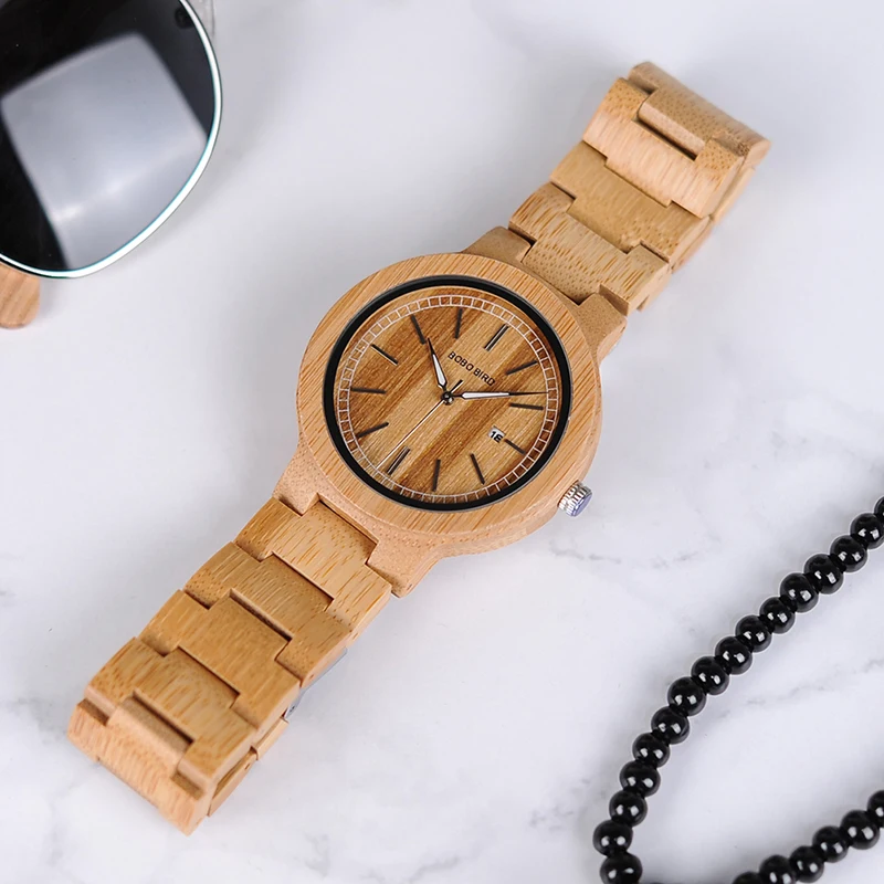 BOBO BIRD LP23 Drop Shipping Designer Bamboo Wooden Watches Men with Stainless Steel Clasp Quartz Relogio in Box
