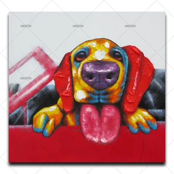 

Colorful Dog Animals Oil Painting By Hand Painted Drawing Paint On Canvas Home Wall Decor Handpainted Oil Painting Artwork