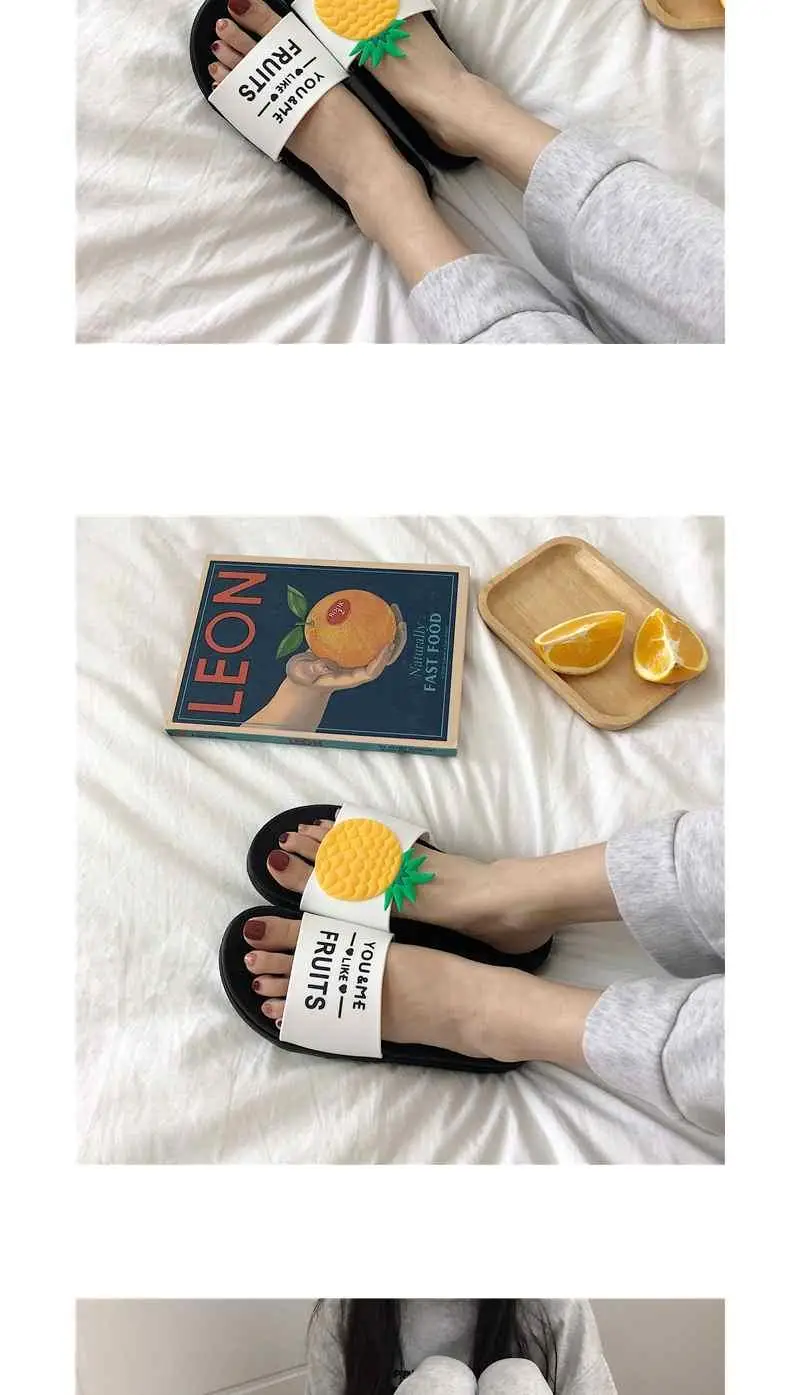 Новое поступление; женские шлепанцы; летние пляжные вьетнамки; домашние тапочки; модные милые женские Повседневные слипоны; женская обувь с фруктами