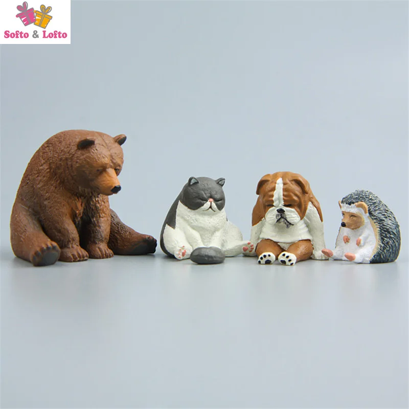 

Free shipping Lazy Pets Sitting Toys Fridge Animal Figures Dog Cat Hedgehog home office decoration magnets party supply kid gift