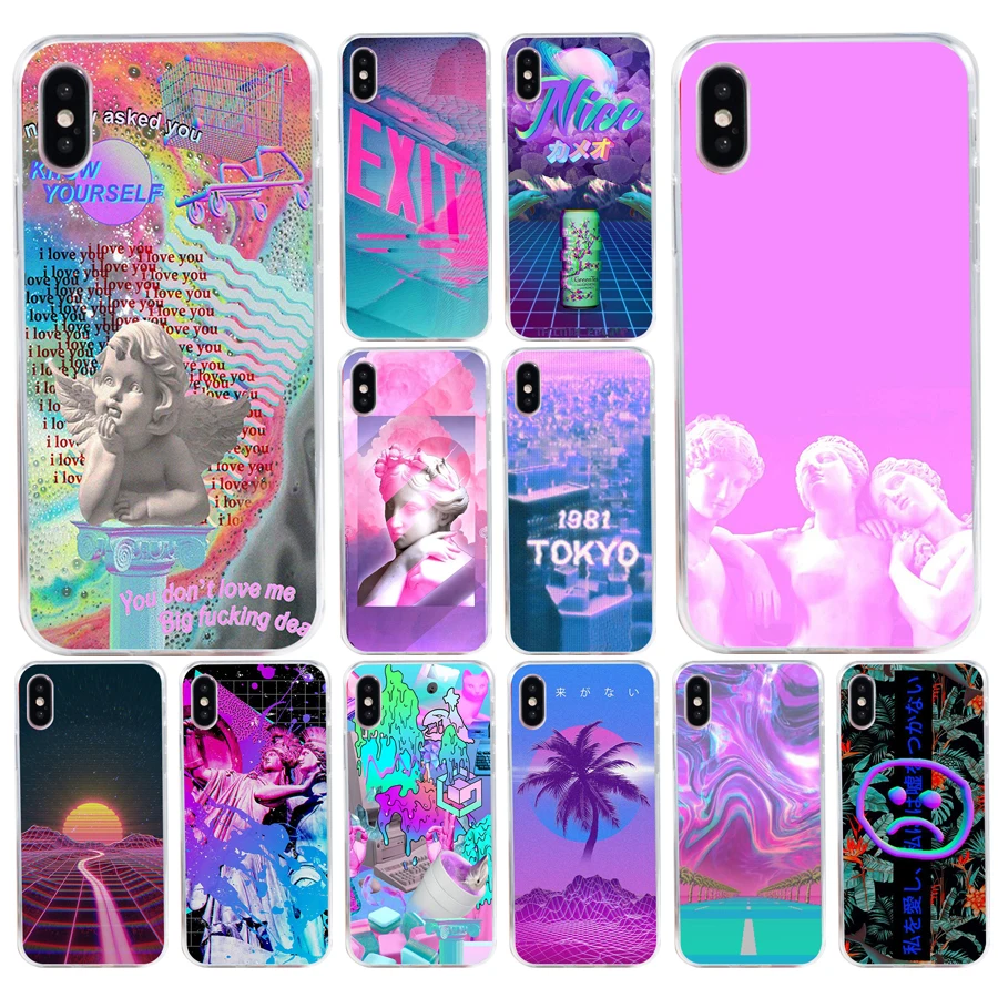 154H Vaporwave Estetica Custodia Morbida In Silicone Tpu Cover Per Iphone 5 5S Se X Xr Xs Max Case
