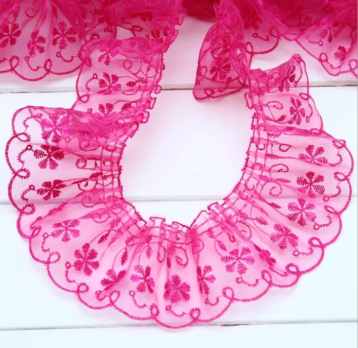 

20Yards Pleated Lace Edge Trim Elastic Ruffle Ribbon Fabric Doll Skirt 7cm Laces Fabric