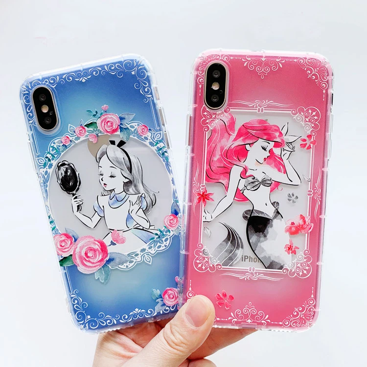 

Sleeping Beauty Snow White Mermaid Rapunzel Fashion Back Cover Soft TPU Phone Case For iPhone X XS Max XR 6 6S 7 8 Plus
