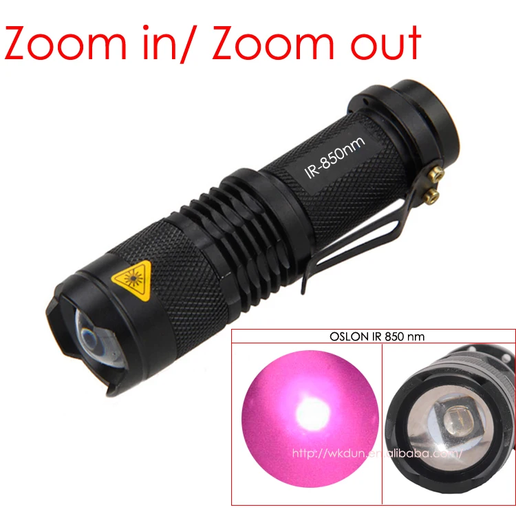 

Osram 5w 850nm zoom infrared flashlight torch 1mode night vision IR OSLON SFH 4716S SFH 4715A radiation IR LED