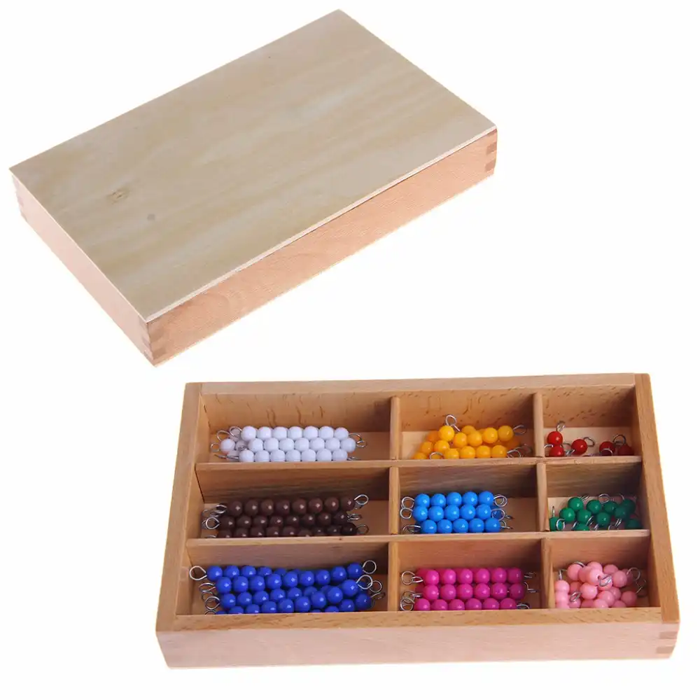 wooden box toy with beads