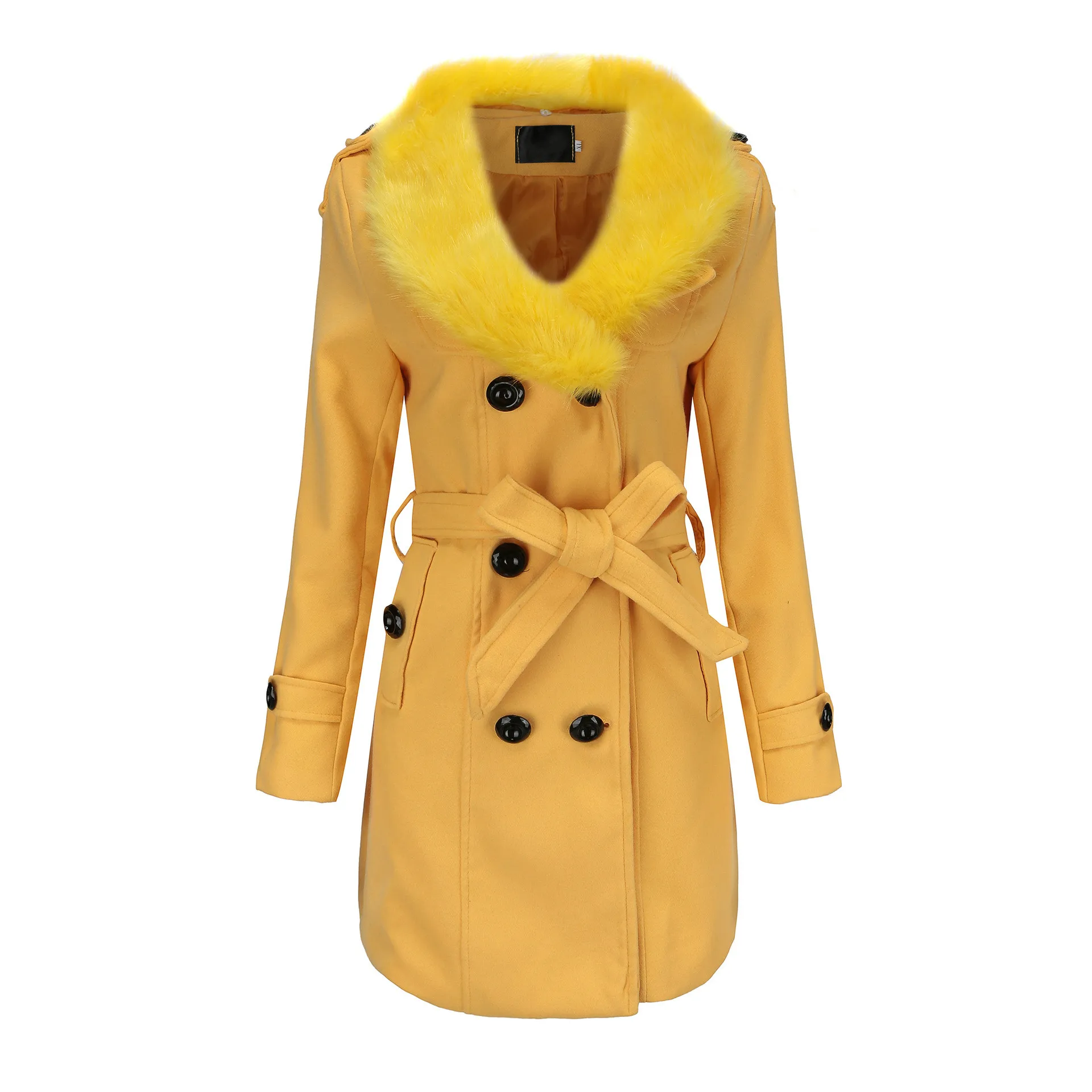 Женское зимнее серое шерстяное пальто для девочек, ветровка с воротником из искусственного меха, двустороннее женское длинное пальто, большие размеры 5xl, красное пальто