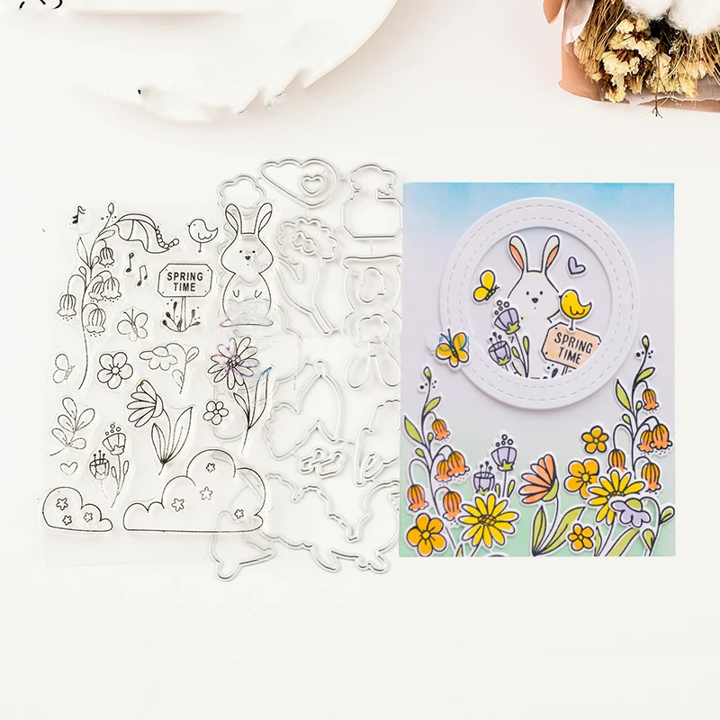 

SPRING TIME Scrapbooking Card Stencil Paper Cards Handmade Album Stamp Die Sheets