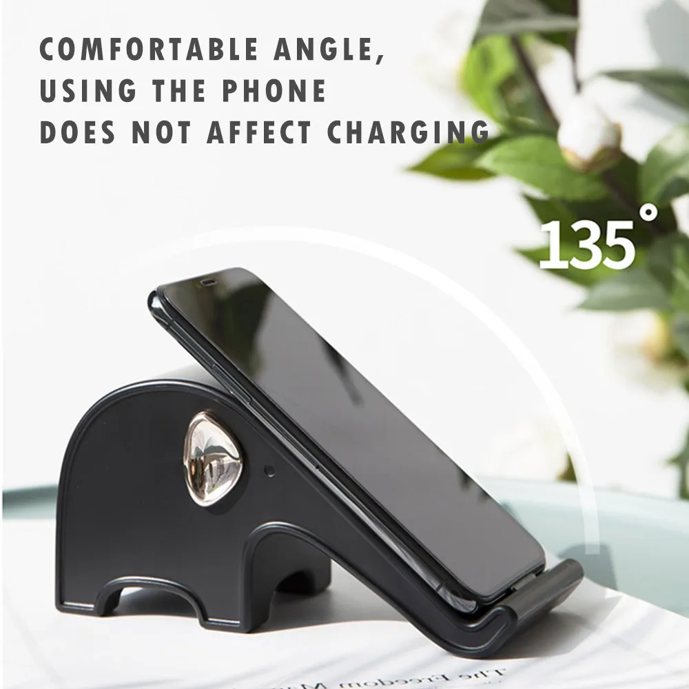 

10W Wireless Charger For Huawei P30 Pro Cute Elephant Mobile Phone Charging For Samsung S10 Plus For iPhone XR Stand Holder