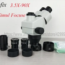 Efix 3,5-90X Simul-Focal Тринокулярный зум стерео микроскоп головка SZM0.5X 2X WD165mm стекло объектив микроскопио аксессуары