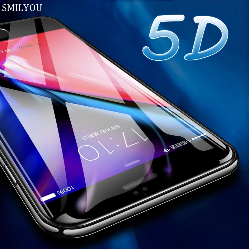 SMILYOU Protective Glass on the For iPhone 6 6S Plus Tempered Screen Protector 5D Curved Edge 8 7 X Film | Мобильные телефоны и