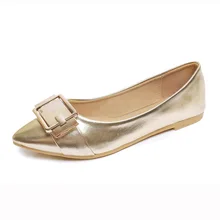 Pointed Toe shallow mouth of golden silver flat shoes Korean font b women b font shoe
