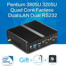 XCY Mini PC Pentium 3805U Quad core 8G RAM DDR3L Windows 10/7/8 Fanless Nuc Micro PC wifi HDMI VGA Dual RS232 Dual RJ45