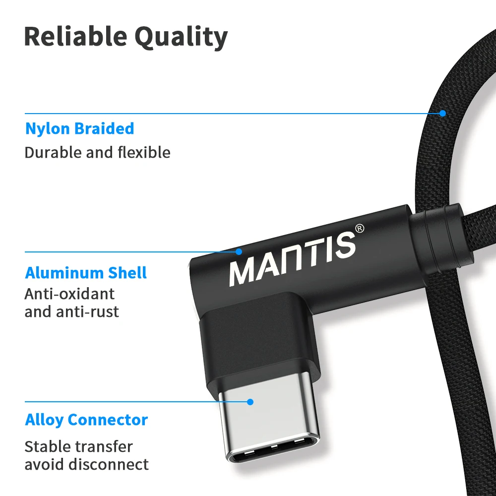 MANTIS 3m 2m 1m type C кабель для samsung 90 градусов налокотник синхронизации данных провод для быстрой зарядки huawei Xiaomi OnePlus Redmi Usb кабель