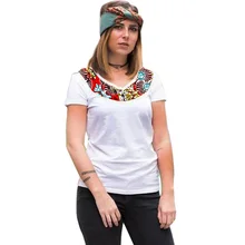 Мода Африканский принт Для женщин топы Дашики одежда в африканском стиле праздничный белый Футболка с принтом африканская Женская одежда для индивидуальных