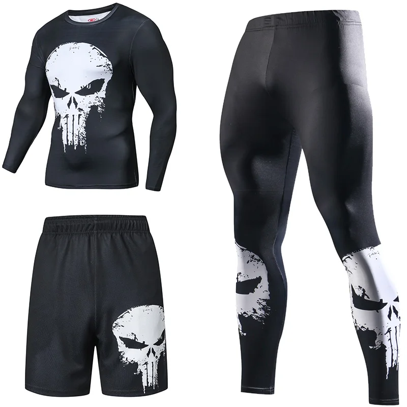 Najtaniej Superhero kompresji dresy męska Sport garnitur szybkie suche do biegania zestawy ubrania sportowe biegaczy szkolenia Gym Fitness człowiek ustawić