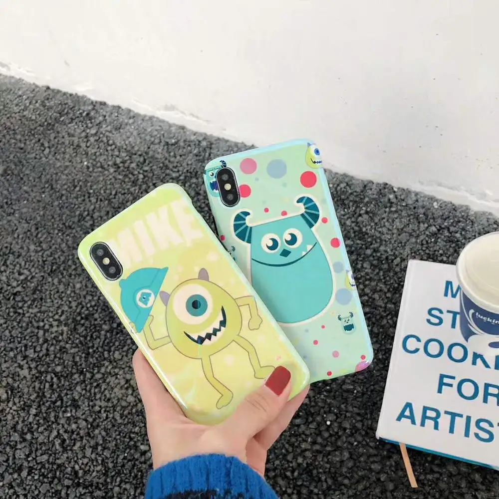 

Cute Cartoon Big-eyed Monsters phone case cover for iphone 7 8 6 S 6s plus X XS MAX XR Mirror Blu-ray stand toy doll
