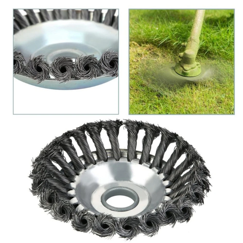 

8 in Multi-Function Grass Cutter Trimmer Parts Steel Wire Rust Removal Weeding Head Rotary Weed Brush Lawn Mower Accessories