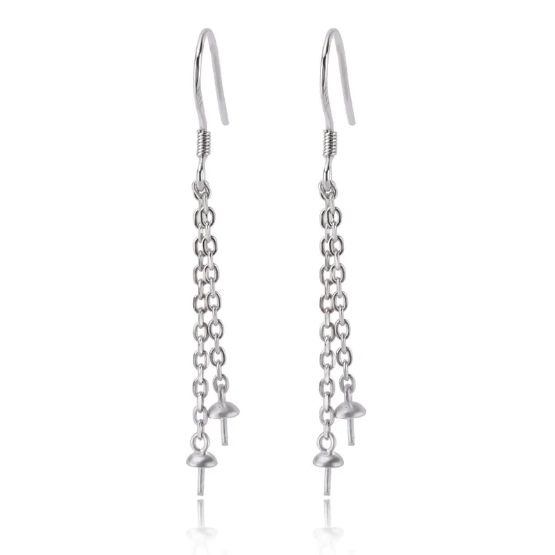 CLUCI Simple Silver 925 Pearl Earring Mounting for Women Sterling Silver Multiple Style Drop Earrings - Цвет камня: 2