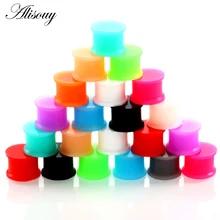 Alisouy 1 пара Силиконовый Гибкий тонкий туннель с двумя расширяющимися концами ушной штепсельная вилка тоннели для ушей растягиватель пирсинг