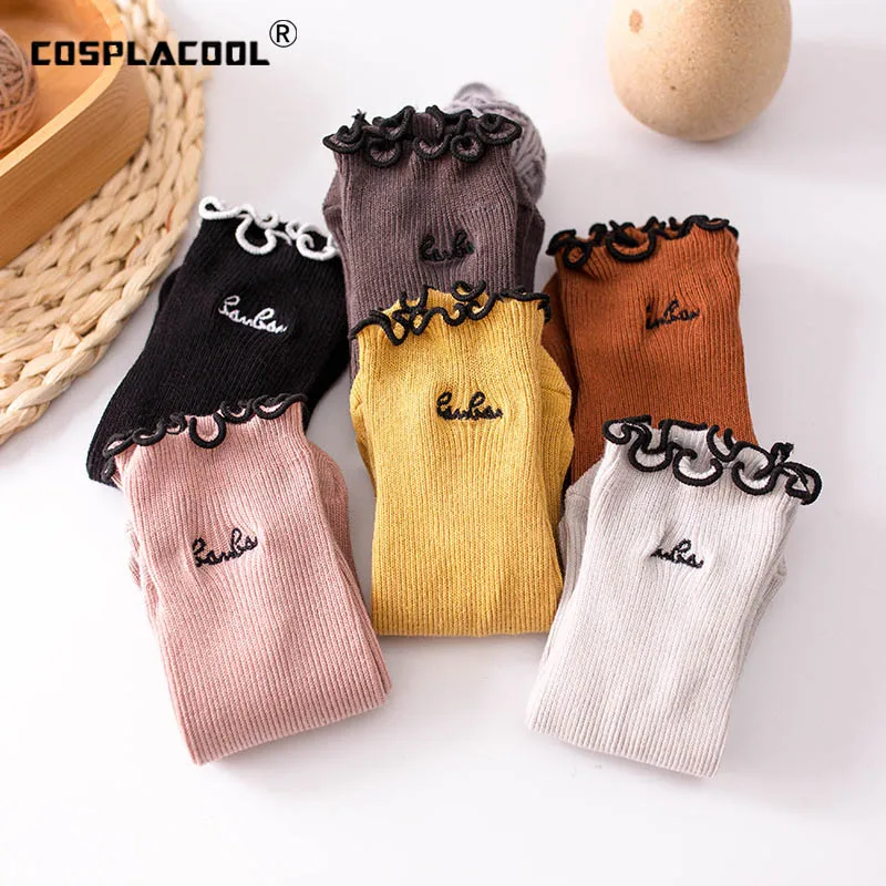 

[COSPLACOOL]1 Pair Cotton Cute Socks Korean Style Comfortable Edge Short Socks Casual Fashion Simple Creative Socks Harajuku