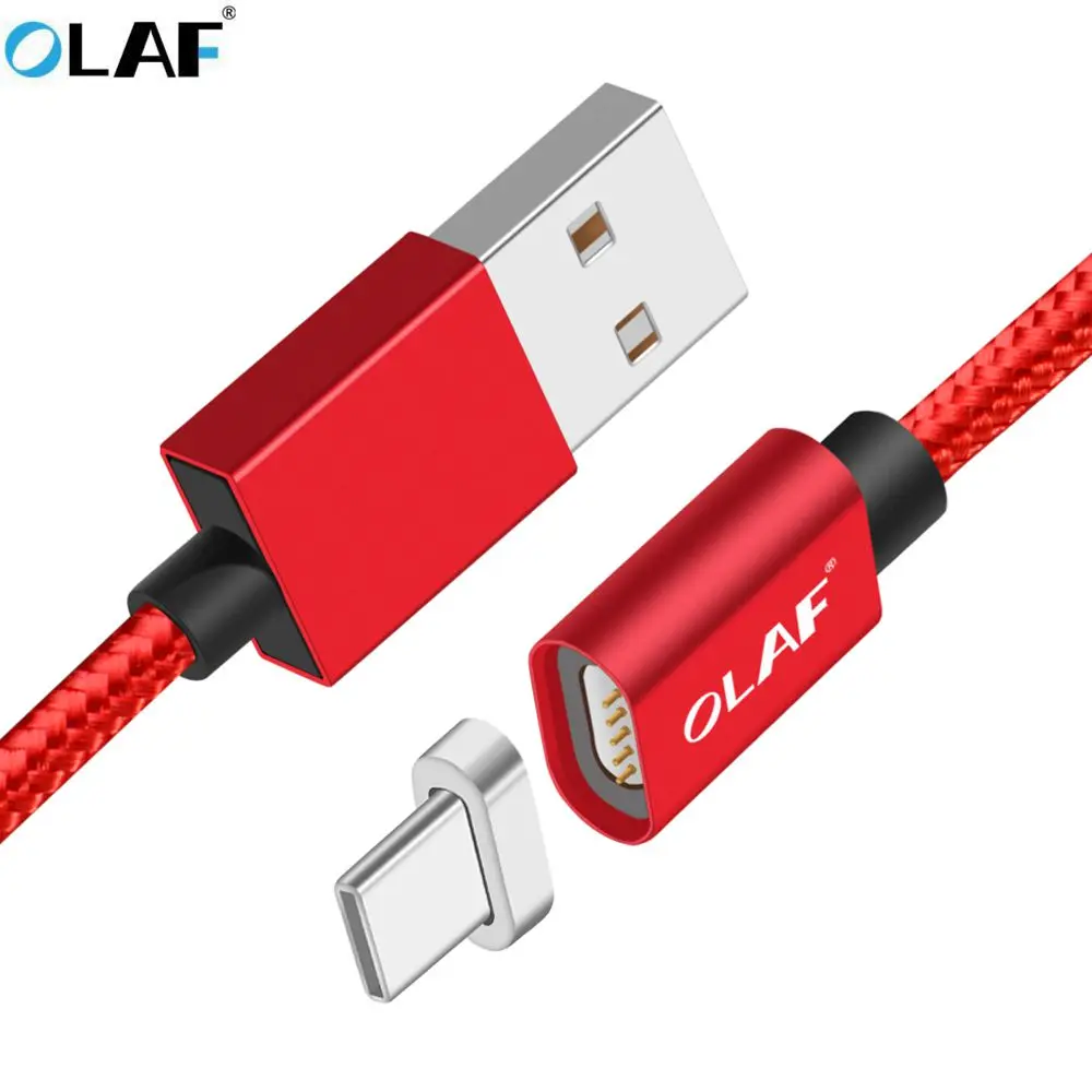 

OLAF USB Type C Magnetic Cable 1M Nylon USB C Charging Cable for Oneplus 6T 6 Huawei P10 Xiaomi Mix 2S Charger Cable